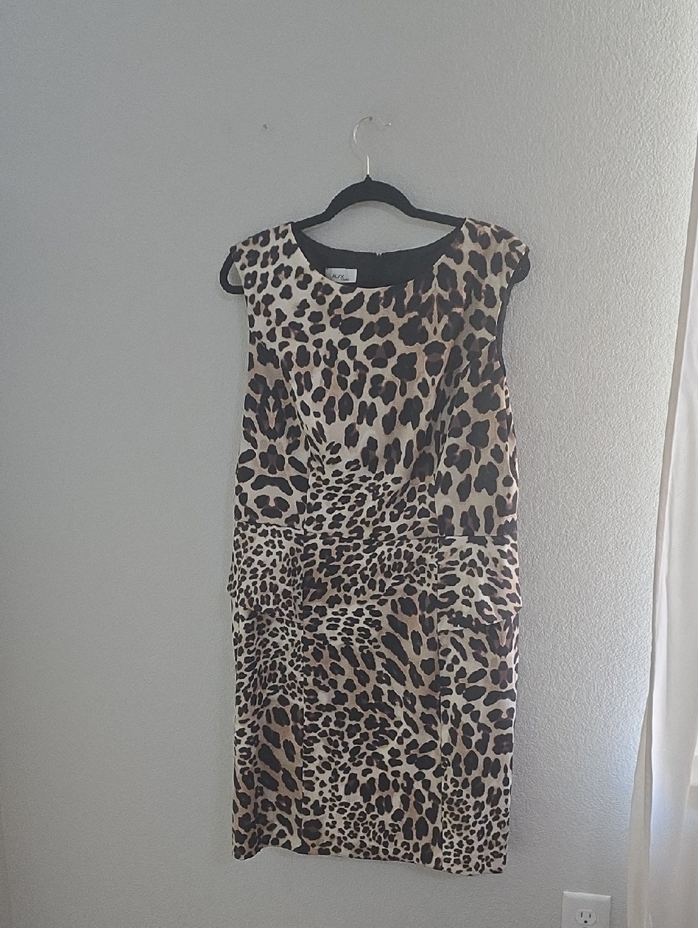 Alyx Leopard Print Sleeveless Midi Dress in Beige and Black